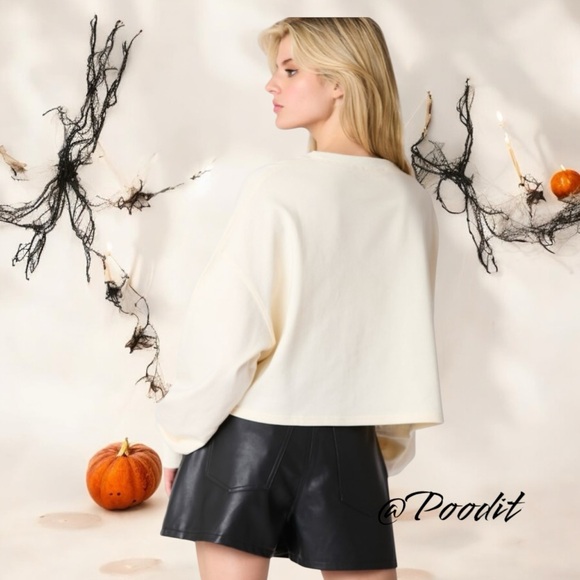 PEACH LOVE CALIFORNIA skeleton French terry crop top S M L - Picture 3 of 8